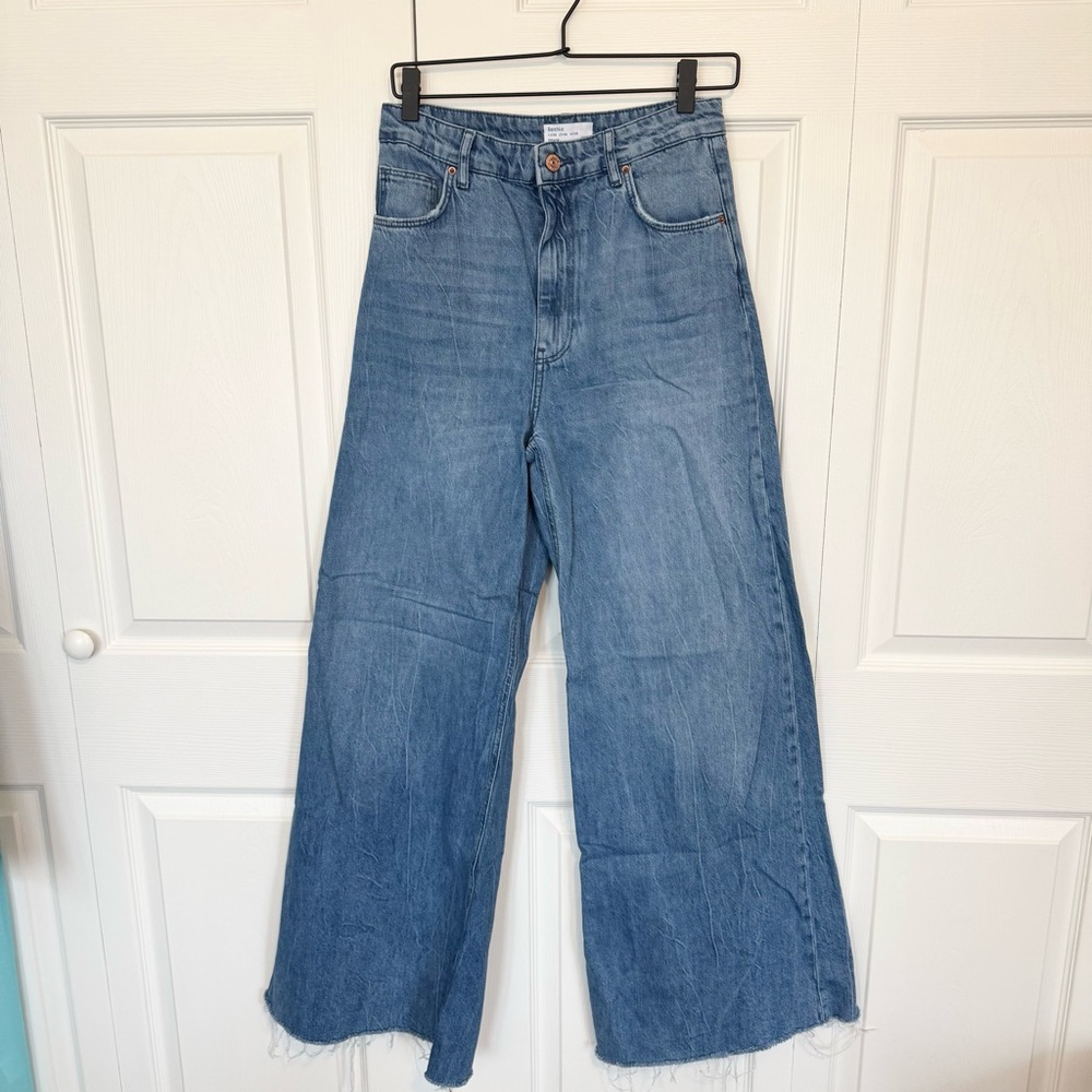BERSHKA CAMILA EXTREME WIDE LEG denim jeans Sz 6